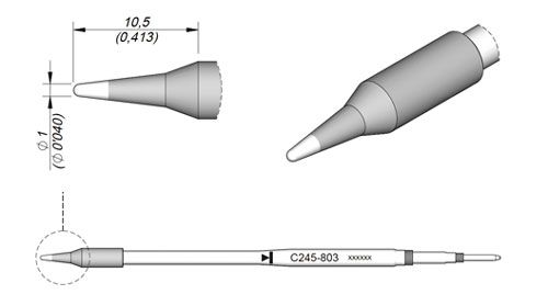 Cartridge Conical Ø 1.0 L-10PK