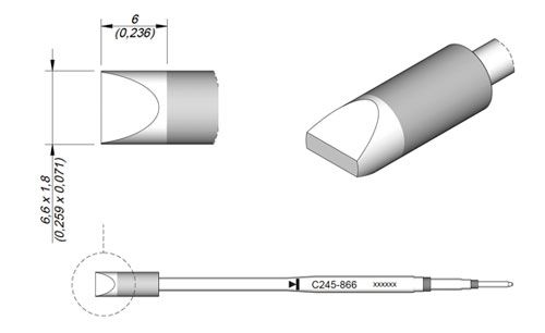 CARTRIDGE CHISEL 6.6X1.8 HT L | Pack of 10