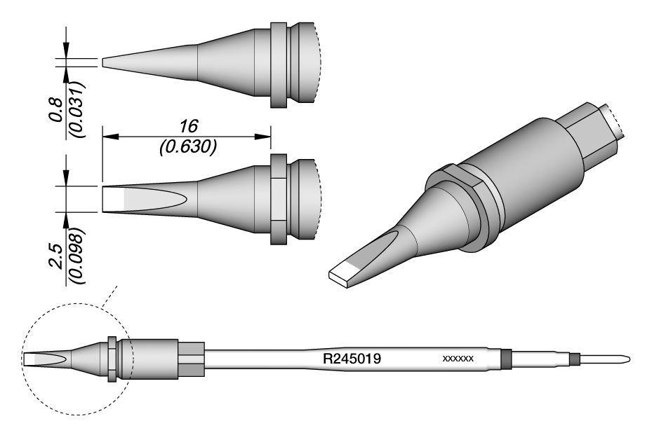 Cartridge Chisel 2.5 x 0.8-10PK