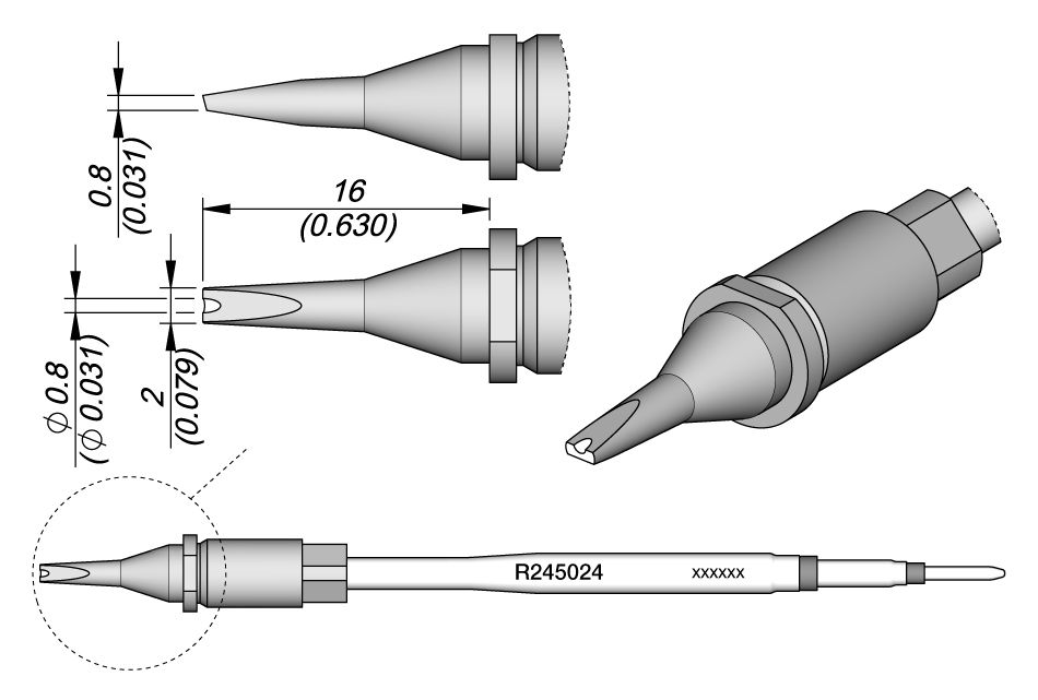 CARTRIDGE GROOVED CHISEL 2X0.8 | Pack of 10