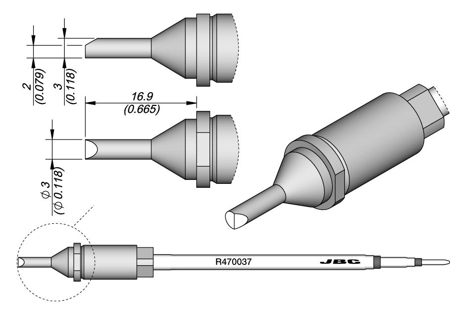 Cartridge Bevel Ø 3.0-10PK