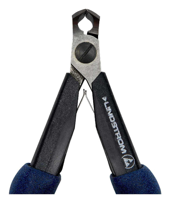 Lindstrom HS7293 Precision Long Small 11&deg; Oblique Head Flush Alloy Steel Short Smooth, Snipe-Nose End Cutter with Long HandSaver Grip Ergonomic Handles, 5.52" OAL