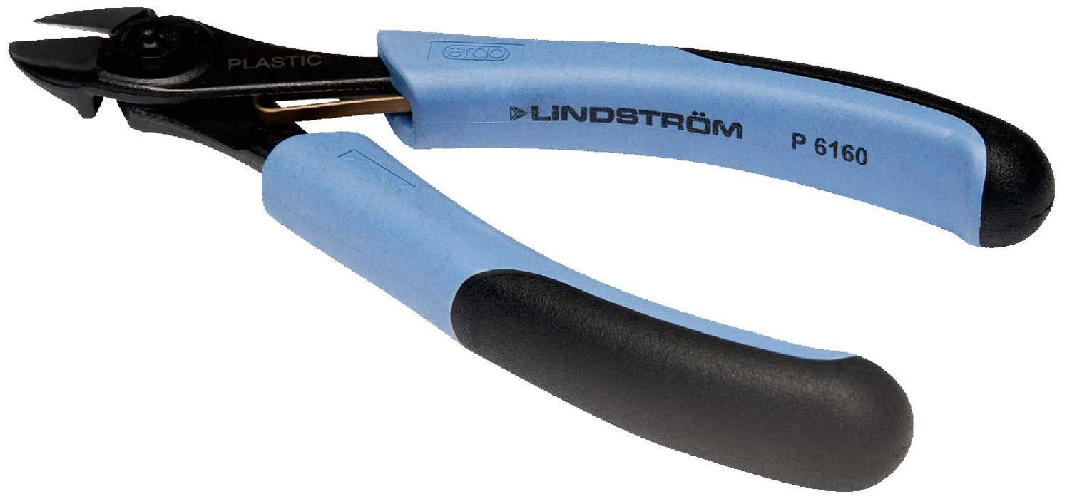 Lindstrom P6160 Precision Large Oval Head Flush Alloy Steel Side Cutter with ERGO&trade; Handles & Rivet Joint, 6.30" OAL