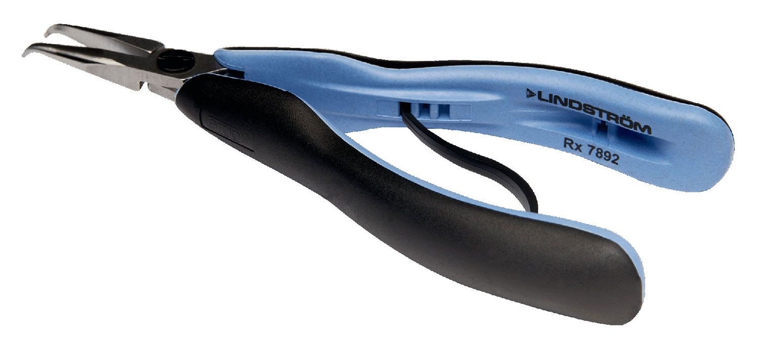 Lindstrom RX7892 RX Series ESD-Safe Medium, Bent Chain Snipe Nose Pliers with 60&deg; Angled Smooth Jaw & ERGO&trade; Handles, 6.12" OAL