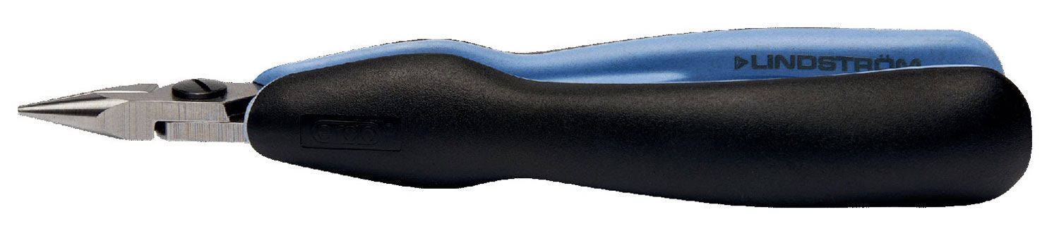 Lindstrom RX-7893 RX Series ESD-Safe Small, Short Snipe Nose Pliers with One Serrated Jaw & ERGO&trade; Handles, 5.77" OAL