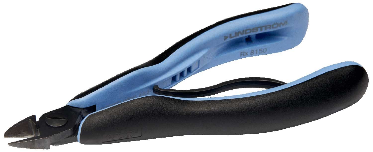 Lindstrom RX-8160 ESD-Safe Large Oval Head Diagonal Micro-Bevel&reg; Alloy Steel Cutter with ERGO&trade; Cushioned Grip Handles, 5.80" OAL