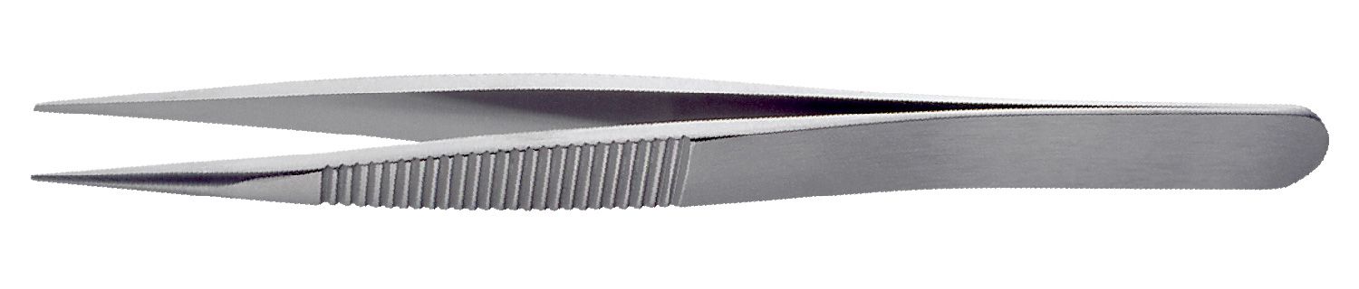 Lindstrom 00B-SA High Precision ESD-Safe Stainless Steel Tweezer with Serrated Grips & Straight, Strong, Thick, Pointed Tips