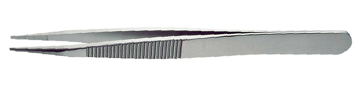 Lindstrom 00D-SA High Precision ESD-Safe Stainless Steel Tweezer with Serrated Grips & Serrated, Straight, Strong, Thick, Pointed Tips