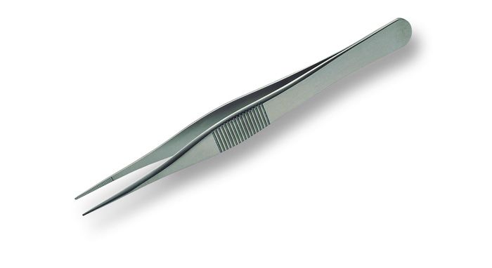 Lindstrom 10G-SA High Precision ESD-Safe Stainless Steel Tweezer with Serrated Grips & Serrated, Straight, Pointed Tips