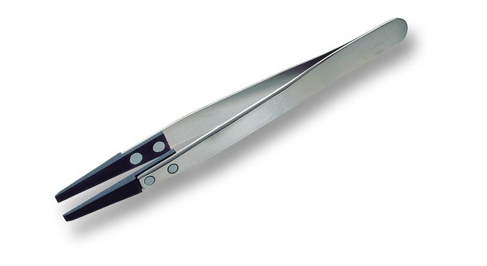 Lindstrom 269CF-SA ESD-Safe Stainless Steel Tweezer with Replaceable Straight, Strong, Blunt Carbon Fiber Tips