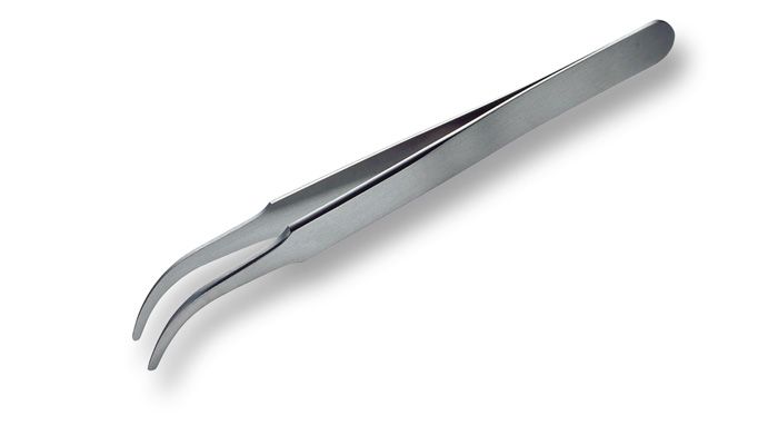 Lindstrom 2AB-SA High Precision ESD-Safe Stainless Steel Tweezer with Curved, Blunt Tips