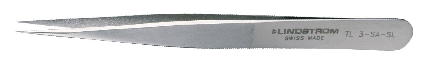 Lindstrom 3-SA-SL Service Level ESD-Safe Stainless Steel Tweezer with Straight, Very Sharp, Pointed Tips