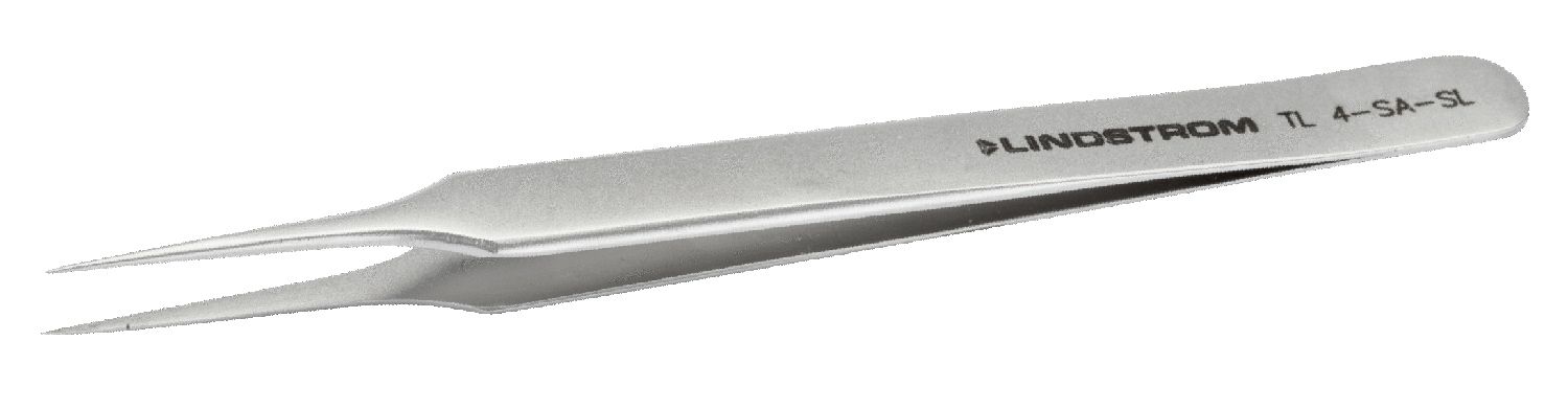 Lindstrom 4-SA-SL Service Level ESD-Safe Stainless Steel Tweezer with Straight, Fine, Pointed Tips