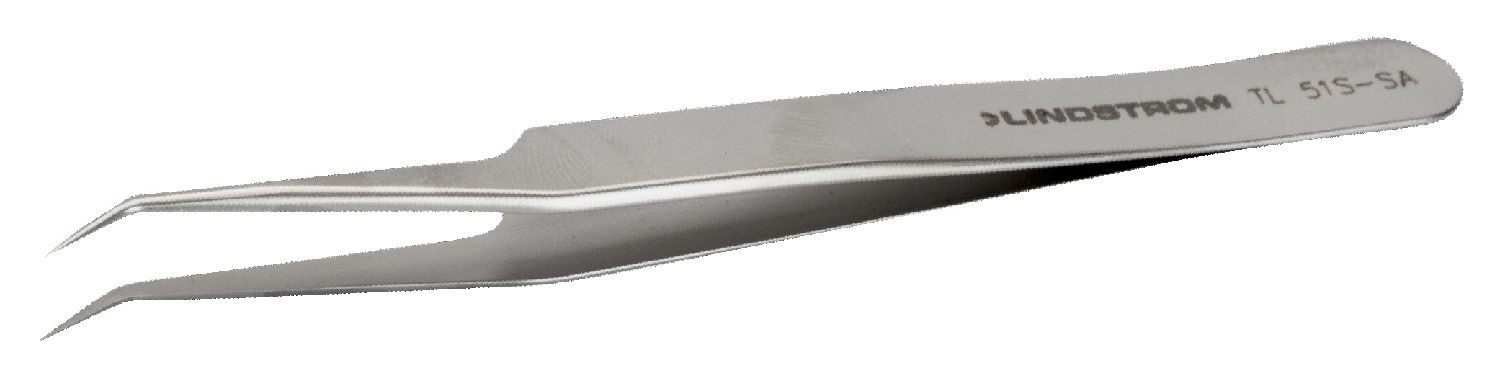 Lindstrom 51S-SA High Precision ESD-Safe Stainless Steel Tweezer with Bent, Extra-Sharp, Pointed Tips