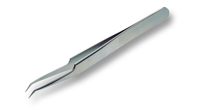 Lindstrom 5C-SA High Precision ESD-Safe Stainless Steel Tweezer with Double-Bent, Extra-Fine, Pointed Tips