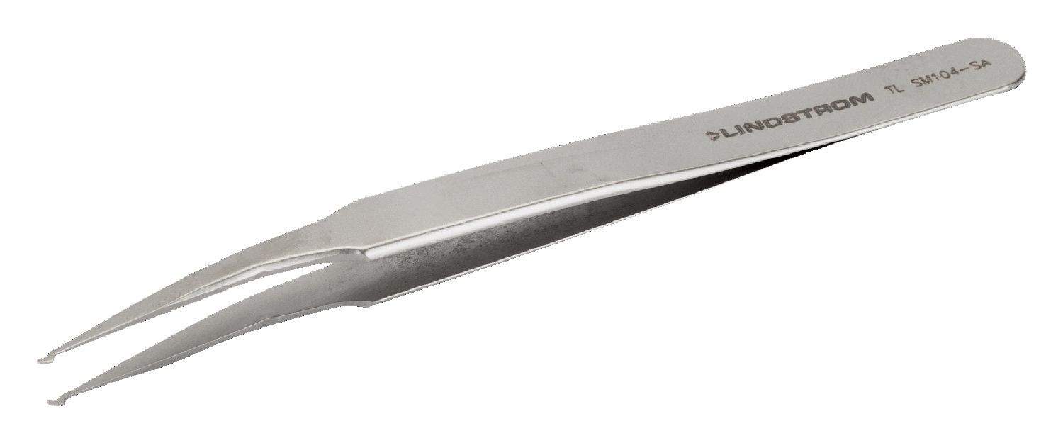 Lindstrom SM104-SA ESD-Safe Reverse Acting Stainless Steel SMD Tweezer with Straight Tips for 3-Leas SOT Packages