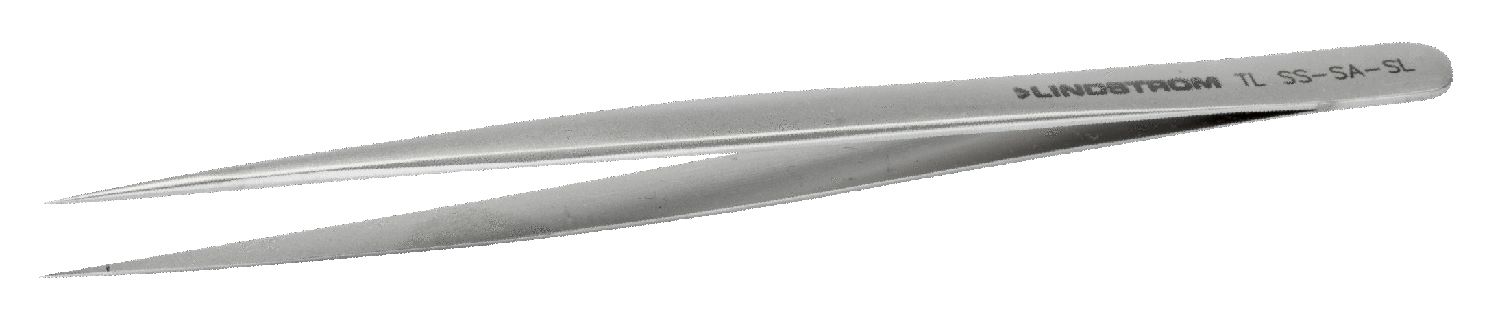 Lindstrom SS-SA-SL Service Level ESD-Safe Stainless Steel Tweezer with Straight, Slender, Long, Fine, Pointed Tips