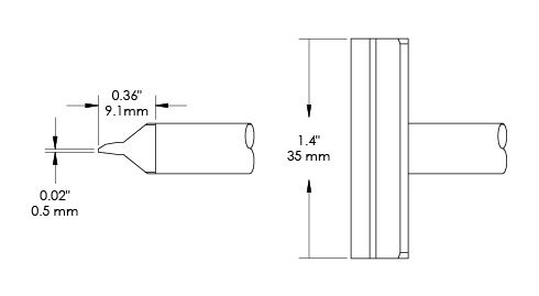 Metcal CCV-BL350 Blade Solder Rework Tip, 35 x 9.1mm