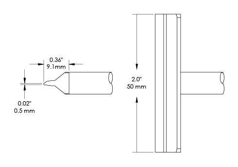 Metcal CCV-BL500 Blade Solder Rework Tip, 50 x 9.1mm