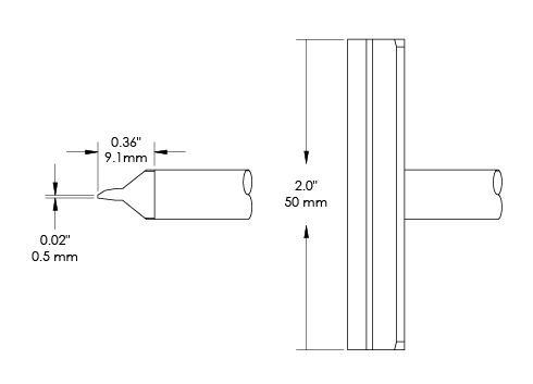 Metcal CFV-BL500 Blade Solder Rework Tip, 50 x 9.1mm