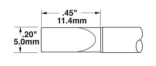 Metcal CVC-6CH0050A 600 Series 22° Chisel Solder Cartridge, 5.0 x 12mm