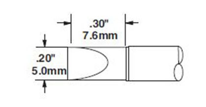 Metcal CVC-6CH0050S 600 Series Large 30° Chisel Solder Cartridge, 5.0 x 8.0mm