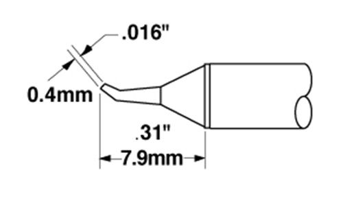 Metcal CVC-6CN0004R 600 Series 35° Bent Conical Reach Solder Cartridge, 0.4 x 8.0mm