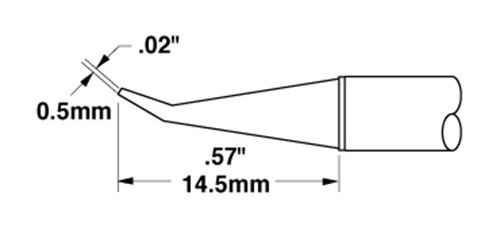 Metcal CVC-6CN0005R 600 Series 30° Bent Conical Reach Solder Cartridge, 0.5 x 15mm