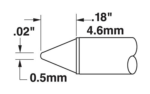 Metcal CVC-6CN0005S 600 Series Conical Solder Cartridge, 1.0 x 5.0mm