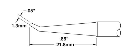 Metcal CVC-6CN0013R 600 Series 30° Bent Conical Reach Solder Cartridge, 1.3 x 22mm