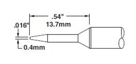 Metcal CVC-6CN1304A 600 Series Narrow Conical Solder Cartridge, 0.4 x 13.7mm