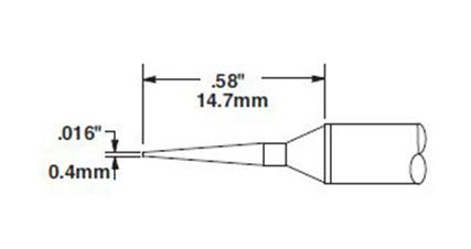 Metcal CVC-6CN1504A 600 Series Narrow Conical Solder Cartridge, 0.4 x 14.7mm