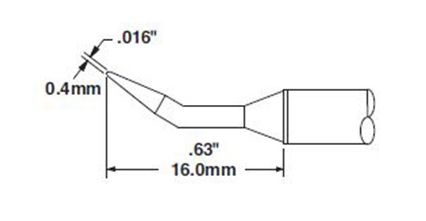 Metcal CVC-6CN1604R 600 Series Narrow 30° Bent Conical Solder Cartridge, 0.4 x 16mm