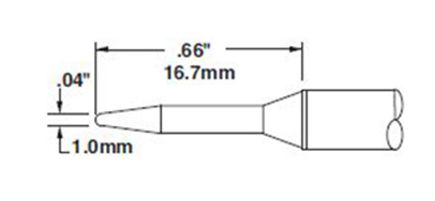 Metcal CVC-6CN1710A 600 Series Conical Access Solder Cartridge, 1.0 x 17mm