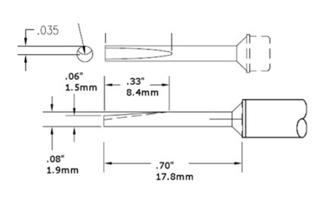 Metcal CVC-6LG1802A 600 Series Conical Solder Cartridge, 1.9mm