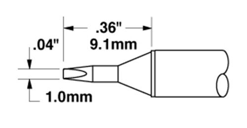 Metcal CVC-7CH0010S 700 Series Chisel Solder Cartridge, 1.0 x 9.1mm