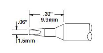 Metcal CVC-7CH0014S 700 Series Chisel Solder Cartridge, 1.5 x 9.9mm