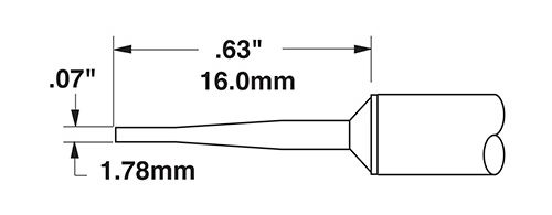 Metcal CVC-7CH0018A 700 Series 60° Chisel Access Solder Cartridge, 1.6 x 15mm