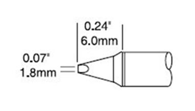 Metcal CVC-7CH0018P 700 Series Power Chisel Solder Cartridge, 1.8 x 6.0mm