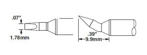 Metcal CVC-7CH0018R 700 Series 30° Bent Chisel Solder Cartridge, 1.8 x 9.9mm