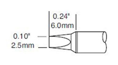 Metcal CVC-7CH0025P 700 Series Power Chisel Solder Cartridge, 2.5 x 6.0mm