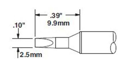 Metcal CVC-7CH0025S 700 Series Chisel Solder Cartridge, 2.5 x 9.9mm