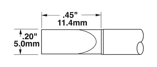 Metcal CVC-7CH0050A 700 Series 22° Chisel Solder Cartridge, 5.0 x 12mm