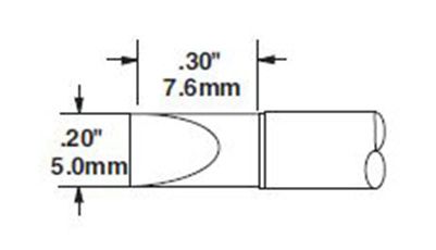 Metcal CVC-7CH0050S 700 Series Chisel Solder Cartridge, 5.0 x 7.6mm