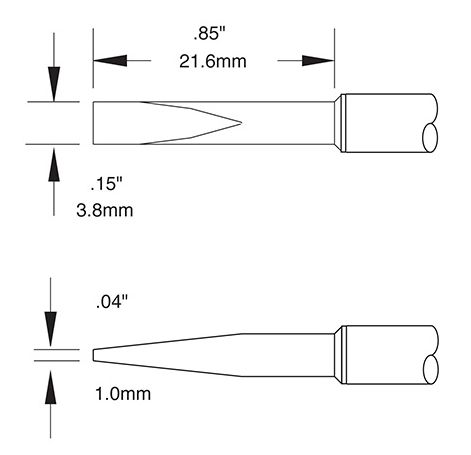 Metcal CVC-7CH2238A 700 Series 12° Chisel Solder Cartridge, 3.8 x 22mm