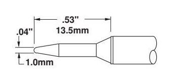 Metcal CVC-7CN0010A 700 Series Narrow Conical Solder Cartridge, 1.0 x 13.5mm