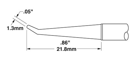 Metcal CVC-7CN0013R 700 Series 30° Bent Conical Reach Solder Cartridge, 1.3 x 22mm