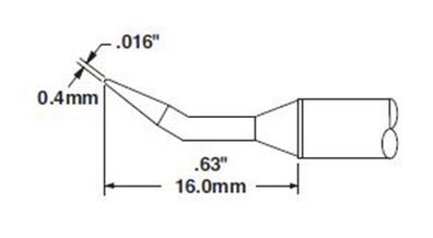 Metcal CVC-7CN1604R 700 Series Narrow 30° Bent Conical Solder Cartridge, 0.4 x 16mm