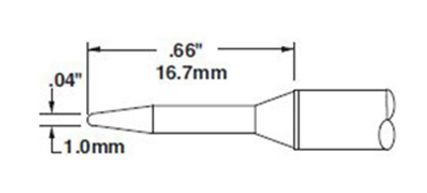 Metcal CVC-7CN1710A 700 Series Long Reach Conical Solder Cartridge, 1.0 x 16.7mm