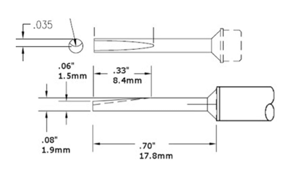 Metcal CVC-7LG1802A 700 Series Conical Solder Cartridge, 1.9mm